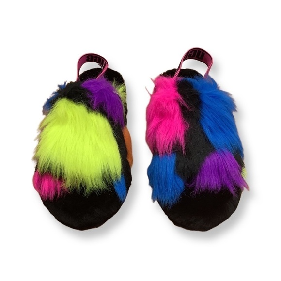 UGG Size 8 fluff yeah multicolor party spots sandals. New Without Box. - Picture 2 of 6